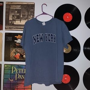 vintage blue new york thick material tee